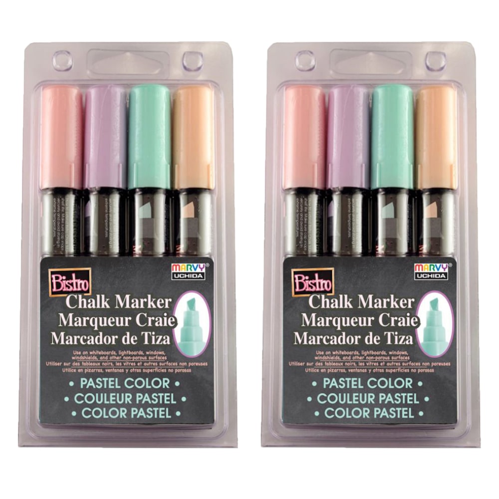 Marvy Uchida Bistro Chalk Markers, Chisel Tip, Assorted