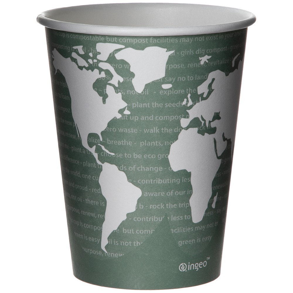 Eco-Products GreenStripe PLA Hot Cups, 10 Oz, 100%