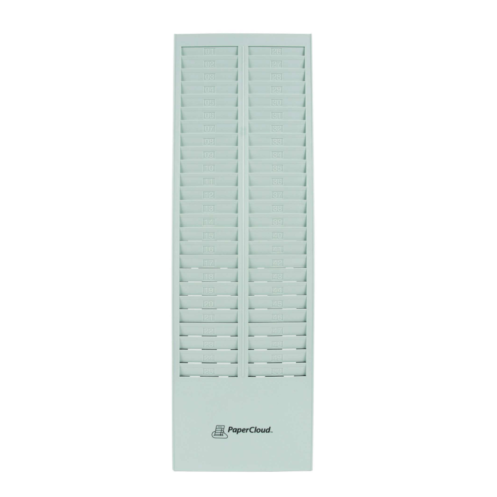 PaperCloud Time Card Rack, 50 Pockets, 27"H x