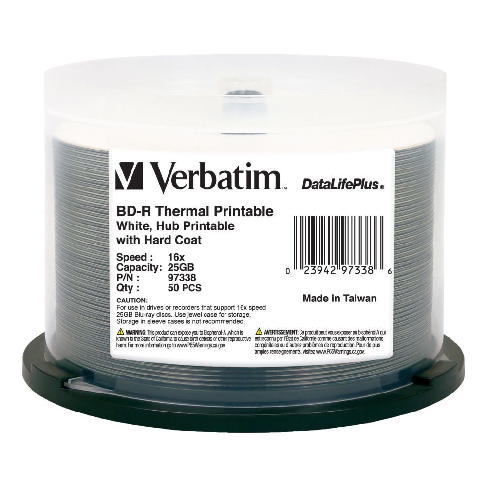Verbatim BD-R 25GB 16X DataLifePlus White Thermal Printable,