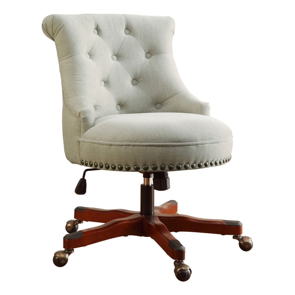 Linon Dallas Fabric Mid-Back Home Office Chair, Natural/Dark