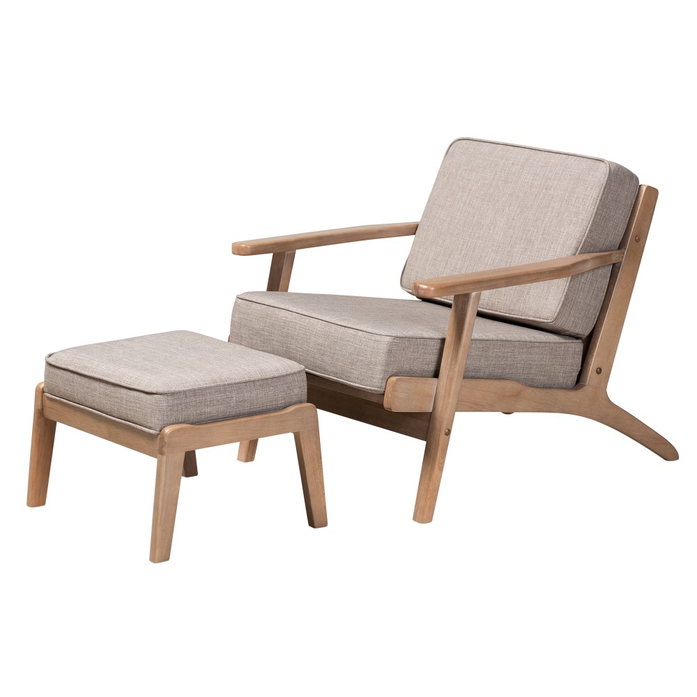 Baxton Studio Sigrid Chair And Ottoman Set, Antique