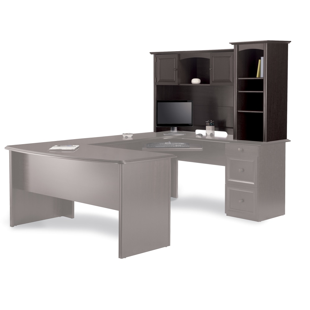 Realspace® Broadstreet 65”W Hutch For U-Shaped Desk, Walnut