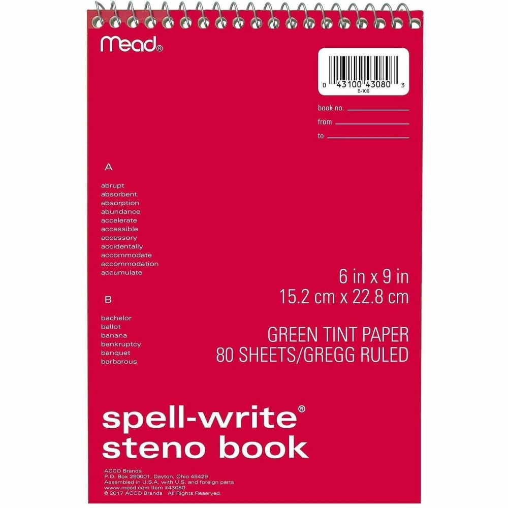Mead Spell-Write Steno Book - 80 Sheets -