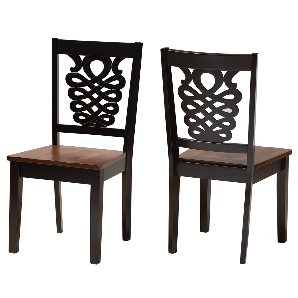 Baxton Studio Gervais Dining Chairs, Walnut Brown/Dark Brown,