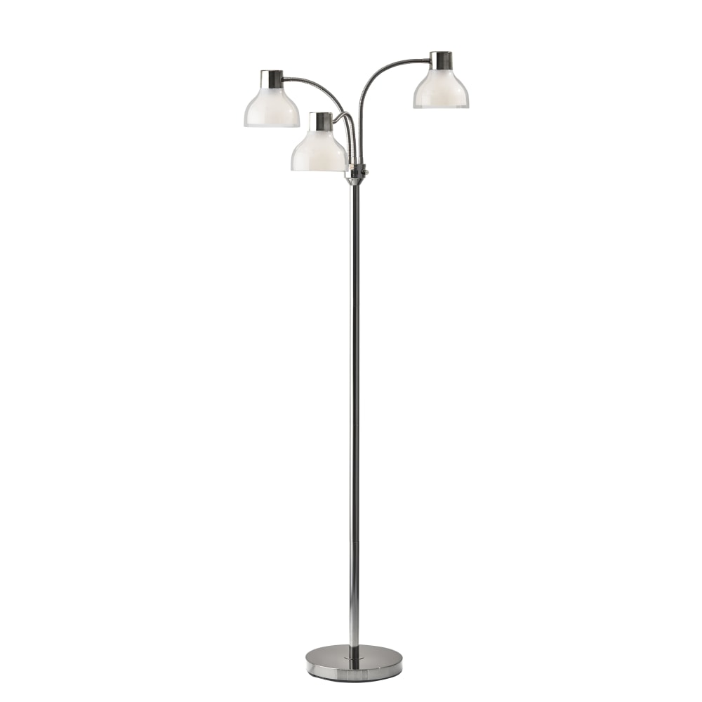 Adesso® Presley 3-Arm Floor Lamp, 69"H, Clear Shade/Polished