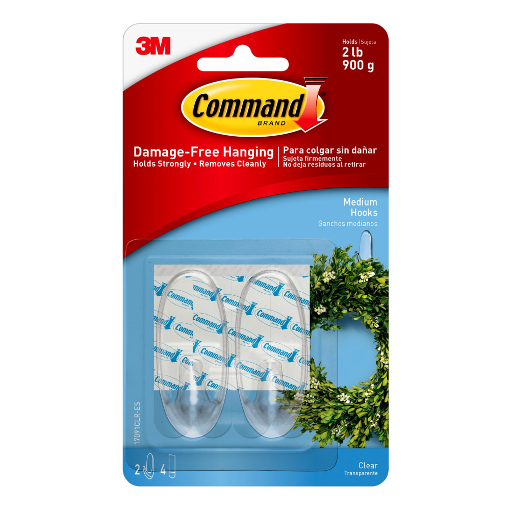 Command Medium Plastic Hooks, 2 Command Hooks, 4