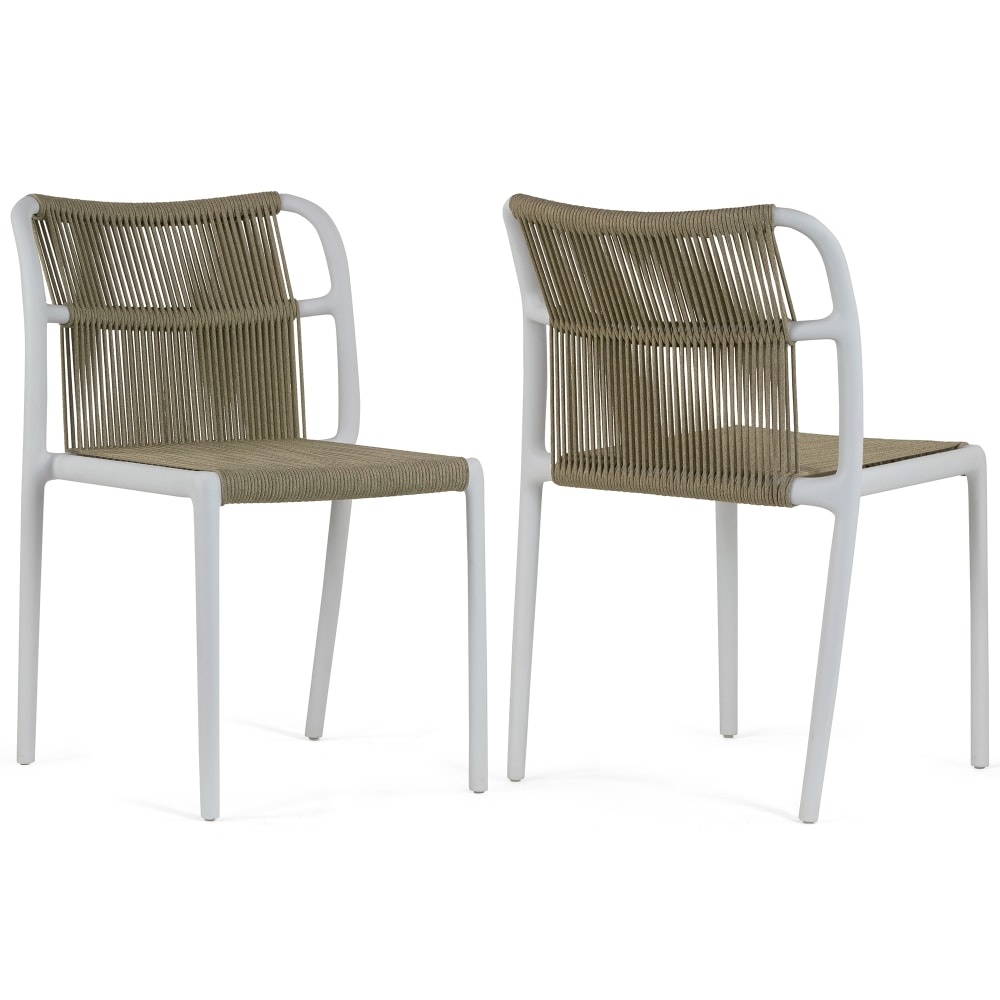 Glamour Home Belden Fabric Dining Accent Chairs, Beige/White,