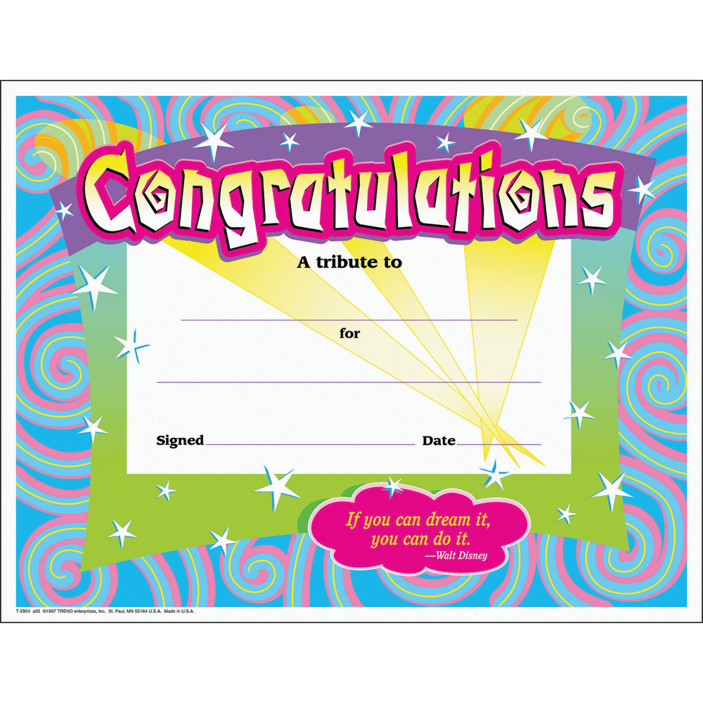 Trend Congratulations/Swirls Award Certificates,