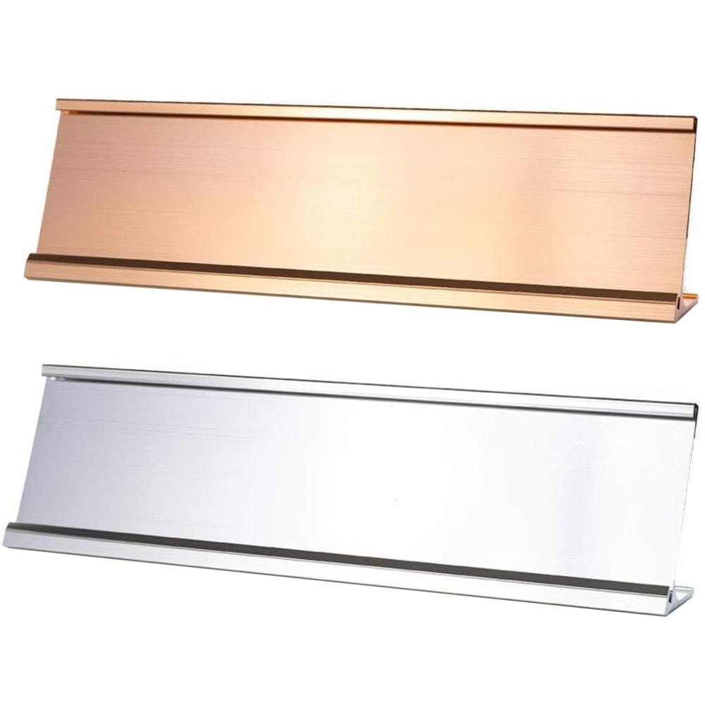 Slide-In Metal Wraparound Desk Sign Holder Gold or