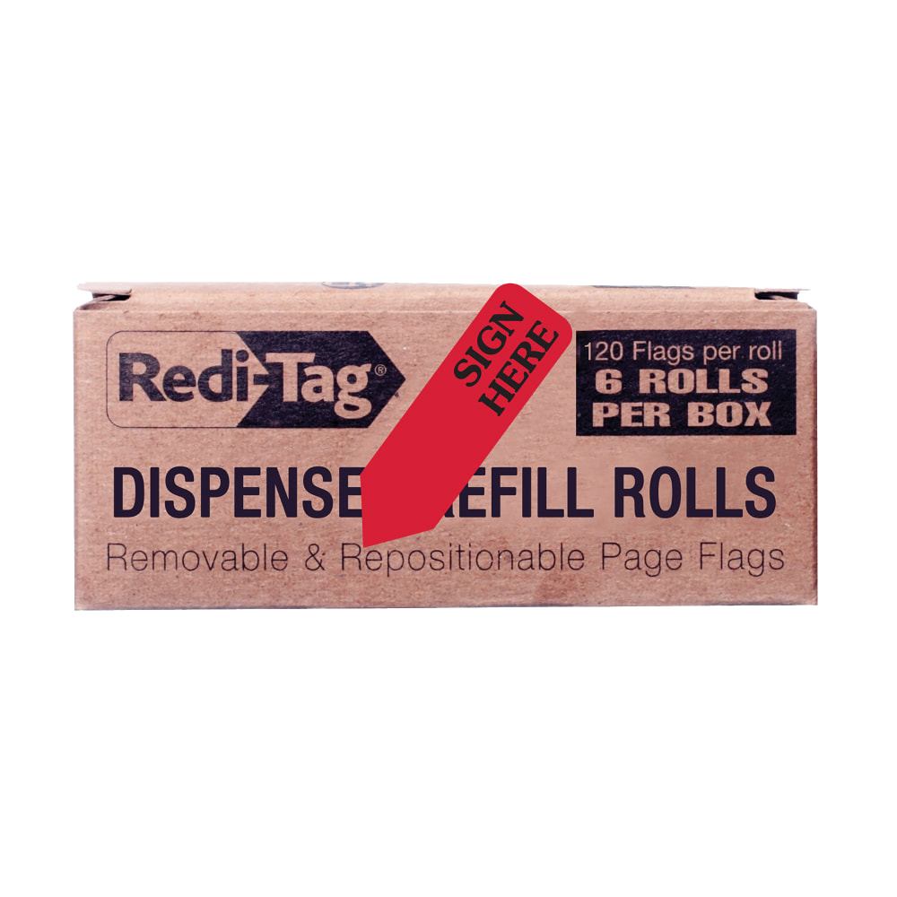 Redi-Tag® Preprinted Signature Flags Refill, SIGN HERE, Red,