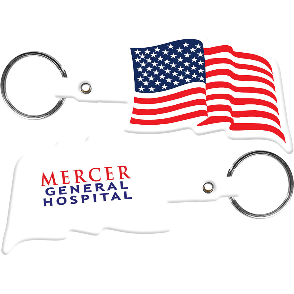 Custom US Flag Flexible Key Tag, 1-5/8" x