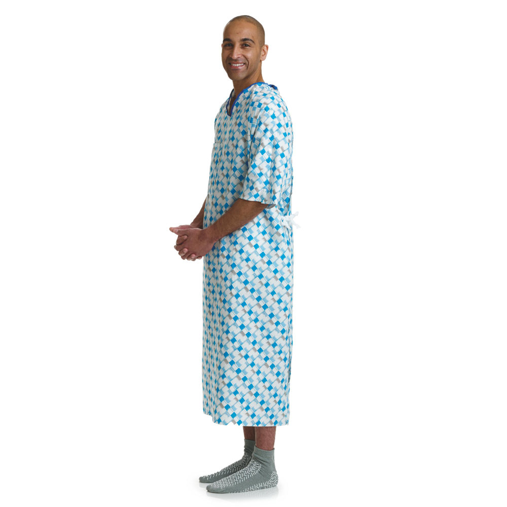 Medline Blue Collection IV Gowns, 66", Mirage, Pack