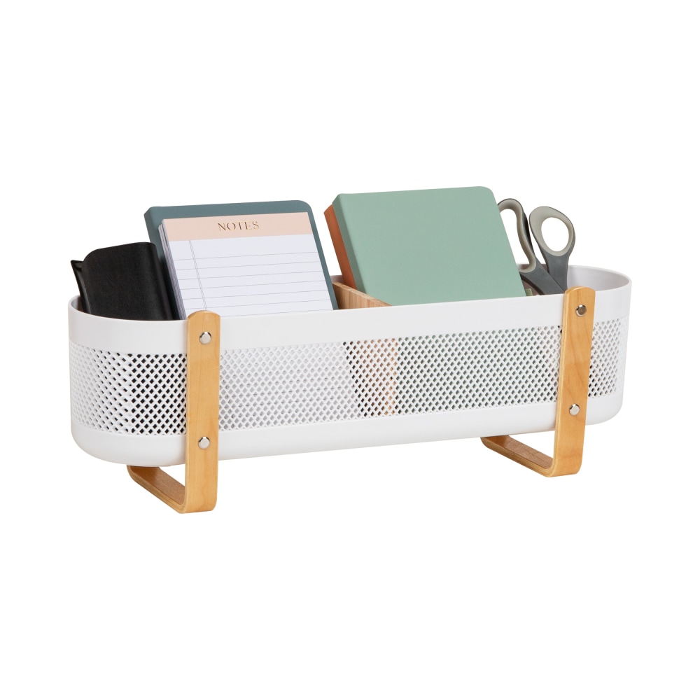 Mind Reader Divided Storage Basket With Legs, 6-1/2H"
