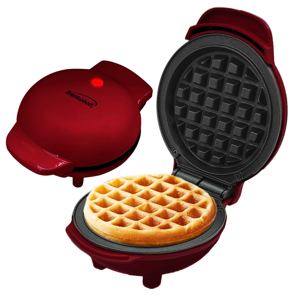 Brentwood® 400-Watt Non-Stick Mini Waffle Maker, 5-In., Red
