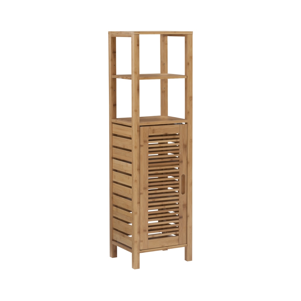 Linon Bullock 13"W Single Door Bamboo Cabinet with