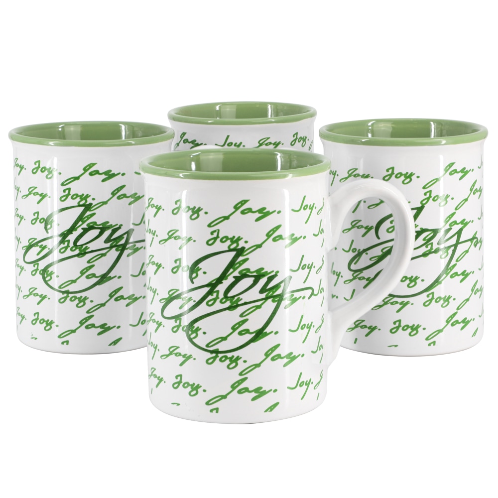 Gibson Home Inspirational Words 4-Piece Stoneware Mug Set,