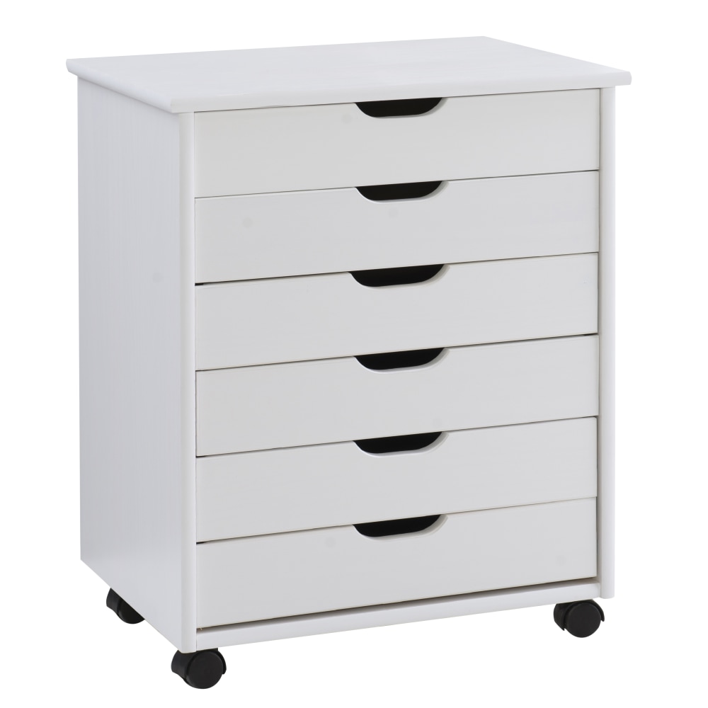 Linon Casimer 6-Drawer Wide Rolling Home Office Storage
