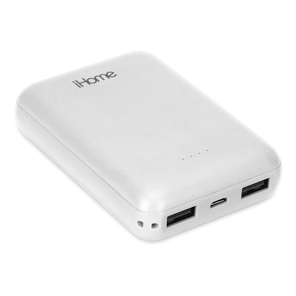 iHome Ultra-Compact 10,000mAh Power Bank, White