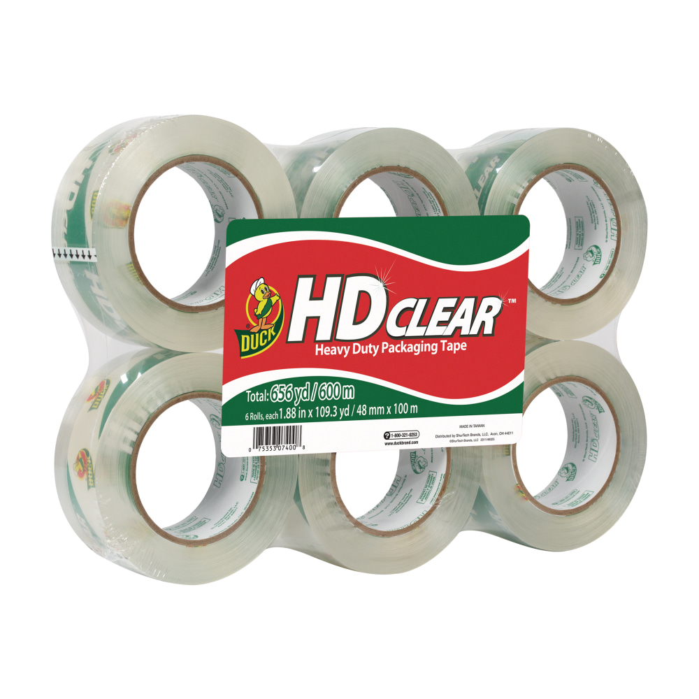 Duck® HD Clear™ Heavy-Duty Packaging Tape, 1-7/8" x