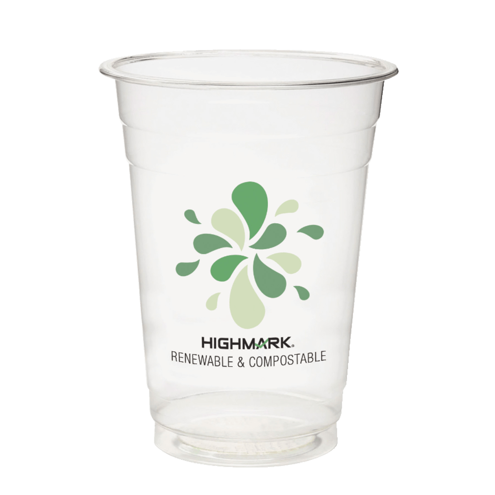 Highmark® ECO Compostable Plastic Cups, 16 Oz, Clear,
