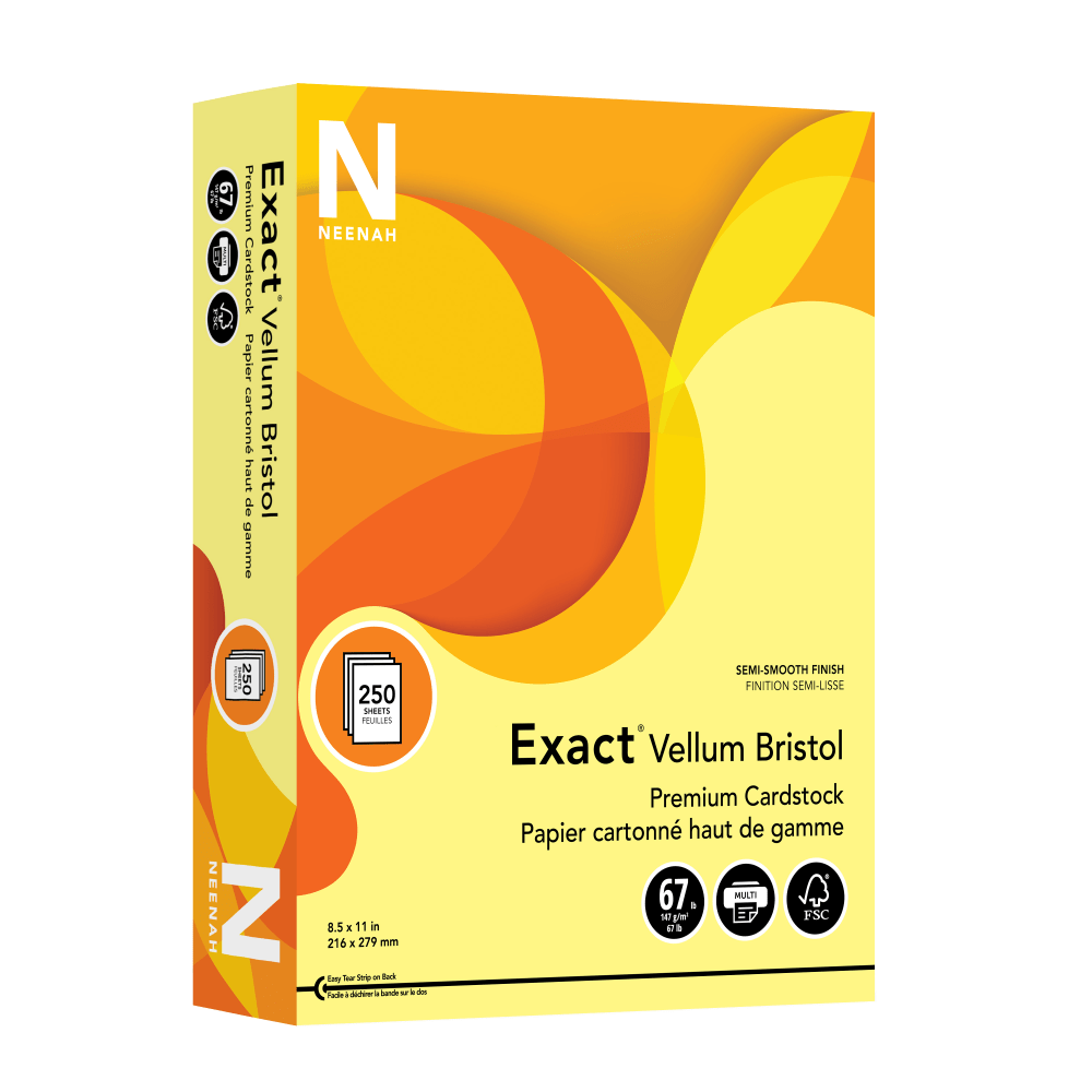 Exact® Vellum Bristol Card Stock, Canary, Letter (8.5"