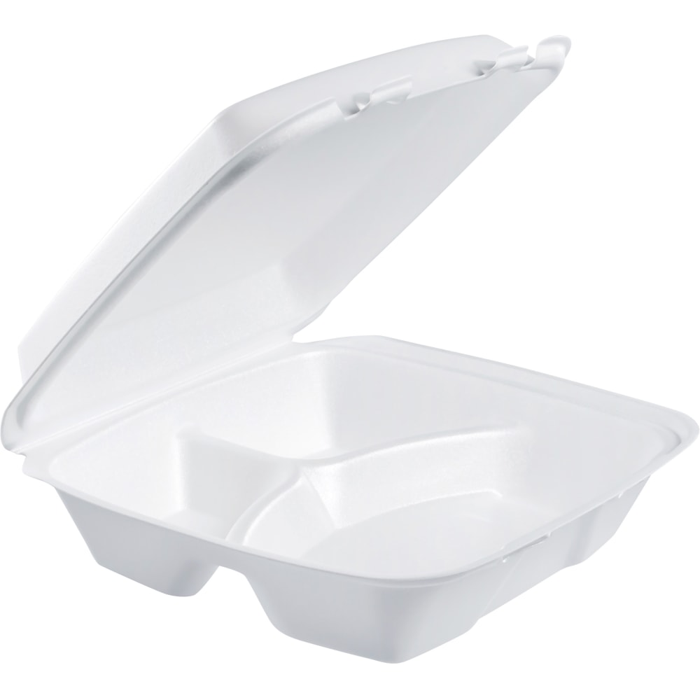 Dart Large Carryout Foam Trays, 3 Compartments, 9"