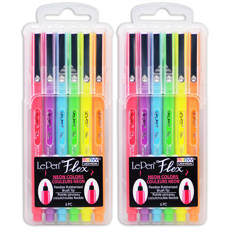 Marvy Uchida LePen Flex, Neon Colors, 6 Per