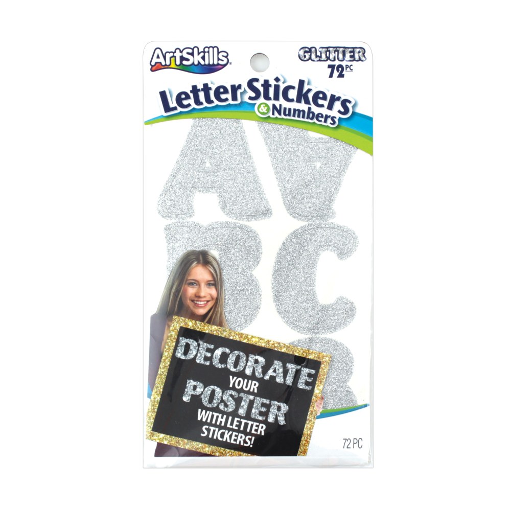 Artskills® Glitter Letter Stickers, 2 1/4", Custom, Silver,