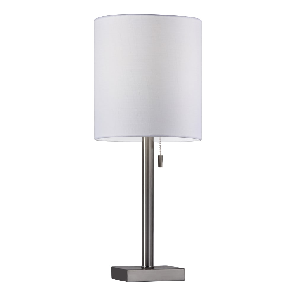 Adesso® Liam Table Lamp, 22"H, White Shade/Brushed-Steel