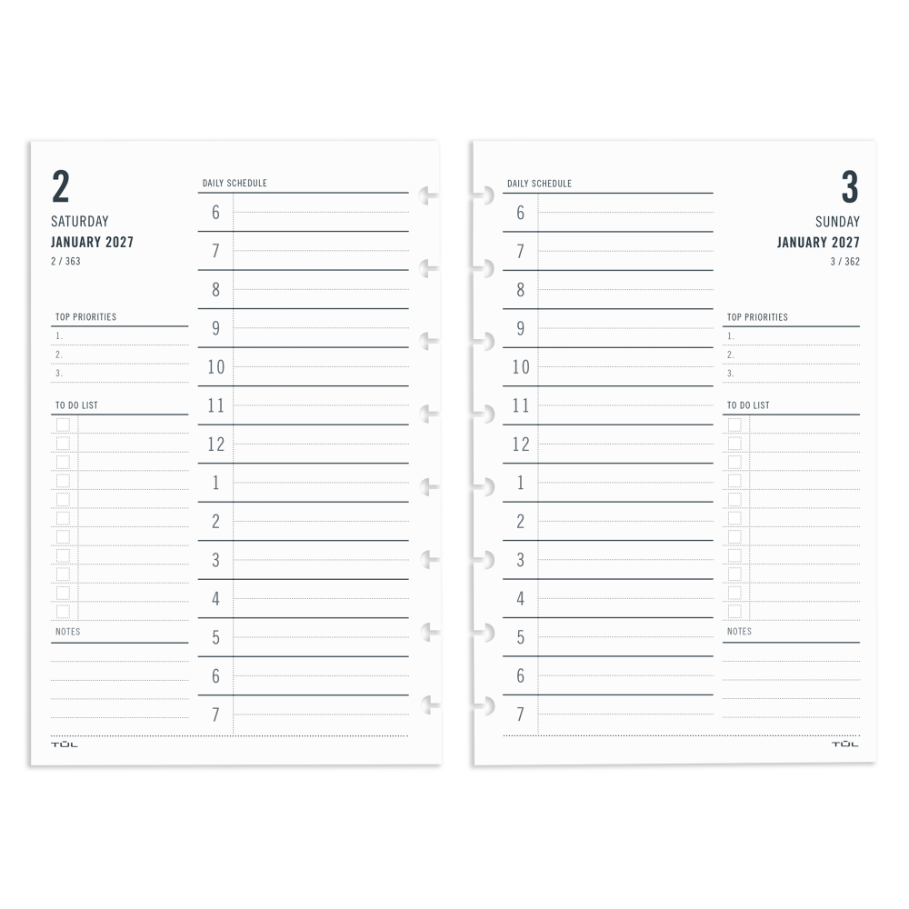 2027 TUL® Discbound Daily Planner Refill Pages, Junior