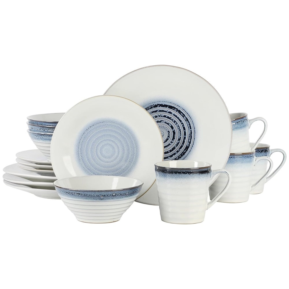 Gibson Elite 16-Piece Spiral Embossed Stoneware Dinnerware Set,