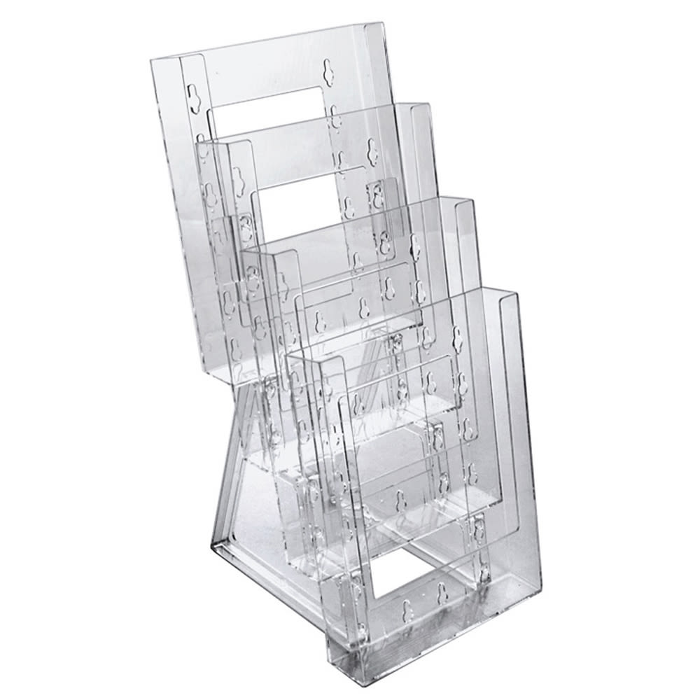 Azar Displays 4-Pocket Crystal Styrene Tiered Modular Brochure
