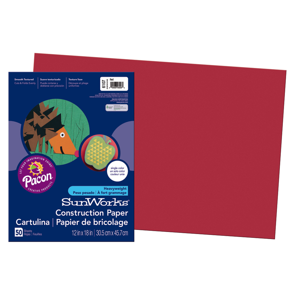 Prang® Construction Paper, 12" x 18", Red, Pack