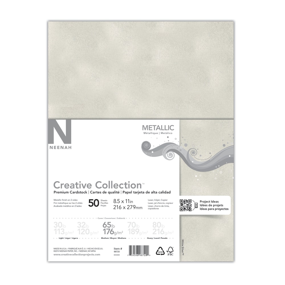 Neenah® Creative Collection™ Metallic Specialty Card Stock, White