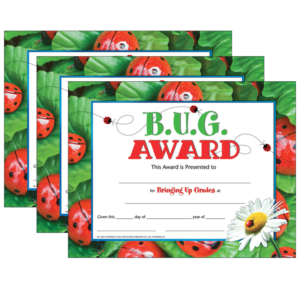 Hayes Certificates, 8-1/2" x 11", B.U.G. Award, 30