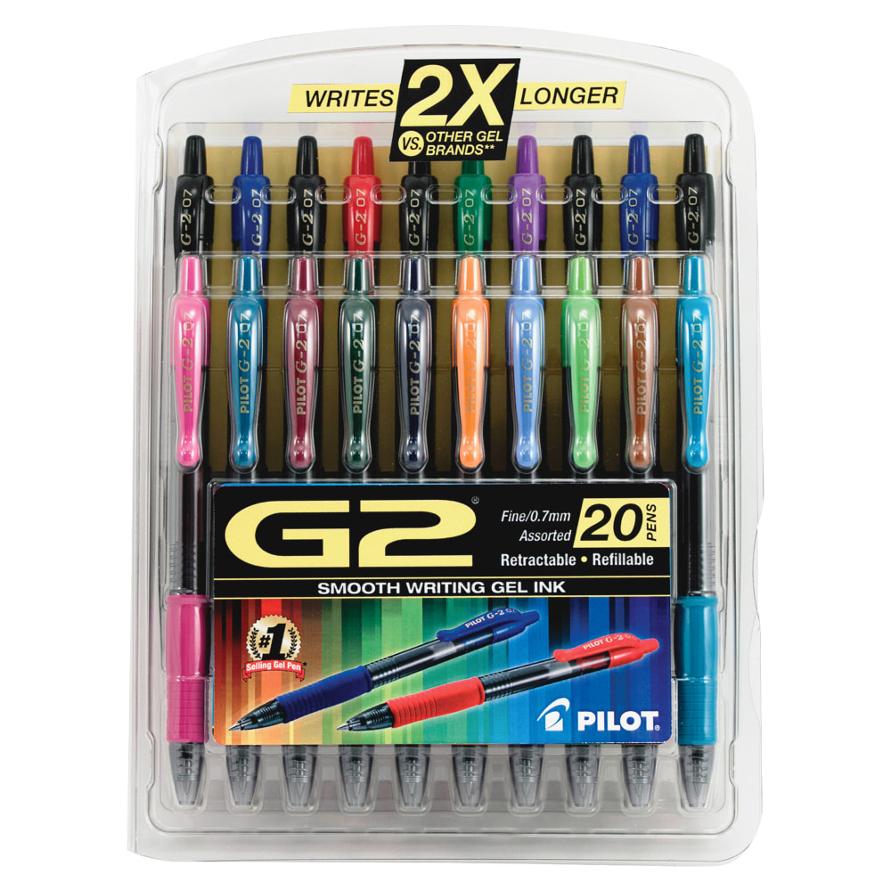Pilot G2 Retractable Gel Pens, Fine Point, 0.7
