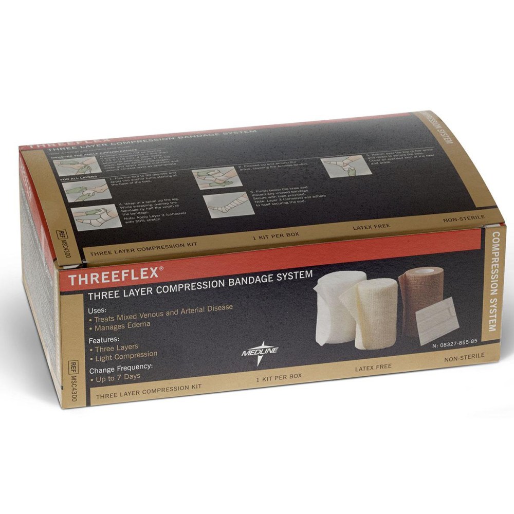 Medline Threeflex Multi-Layer Compression System, Pack Of 8