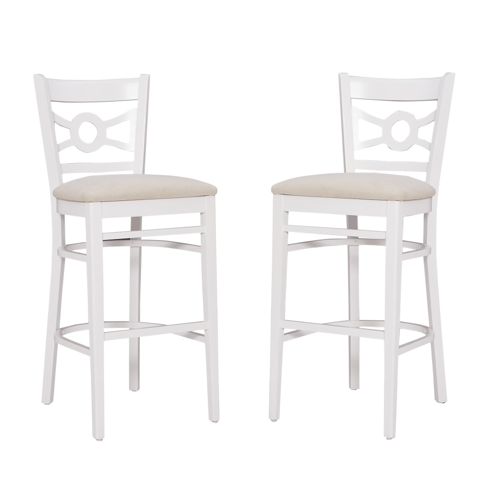 Linon Talus Upholstered Bar Stools, Beige/White, Set Of