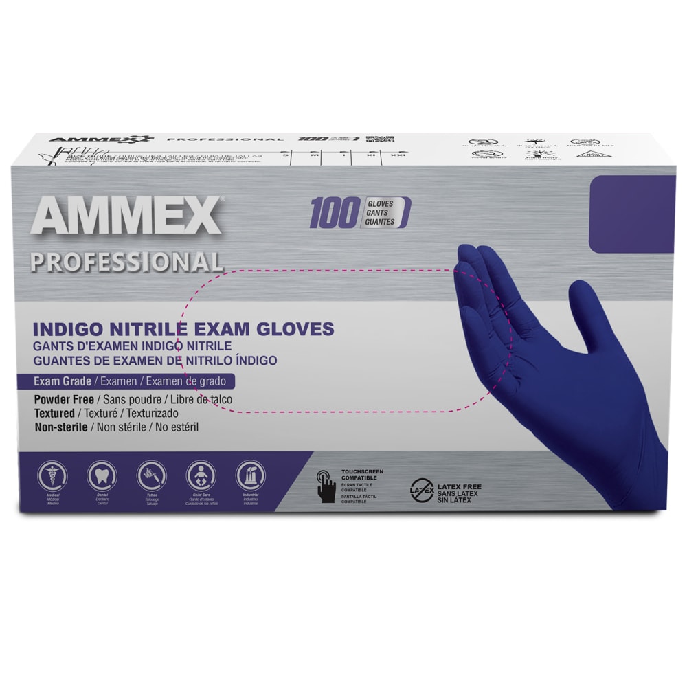 Ammex Professional Indigo Disposable Powder-Free Nitrile Exam