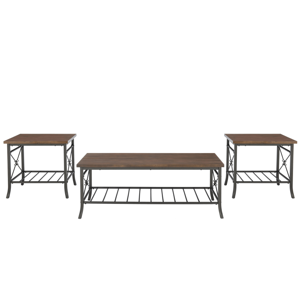 Powell Hepburn 3-Piece Table Set, Brown/Gray