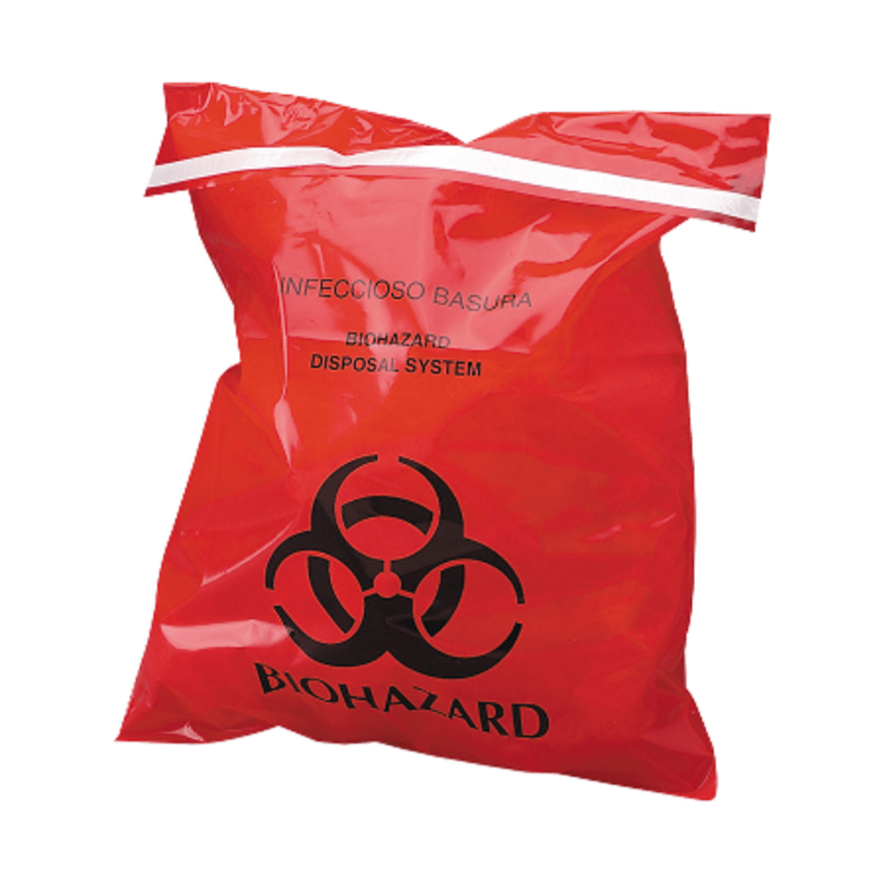 Unimed Stick-On Biohazard Infectious Waste Bags, 1.4 Quarts,