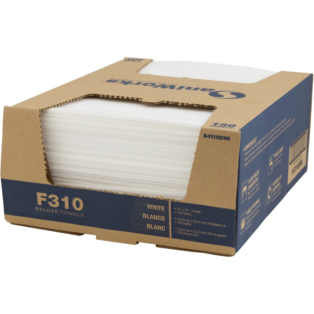 Hospeco SaniWorks® Deluxe Towels, 13”H x 21”D, White,