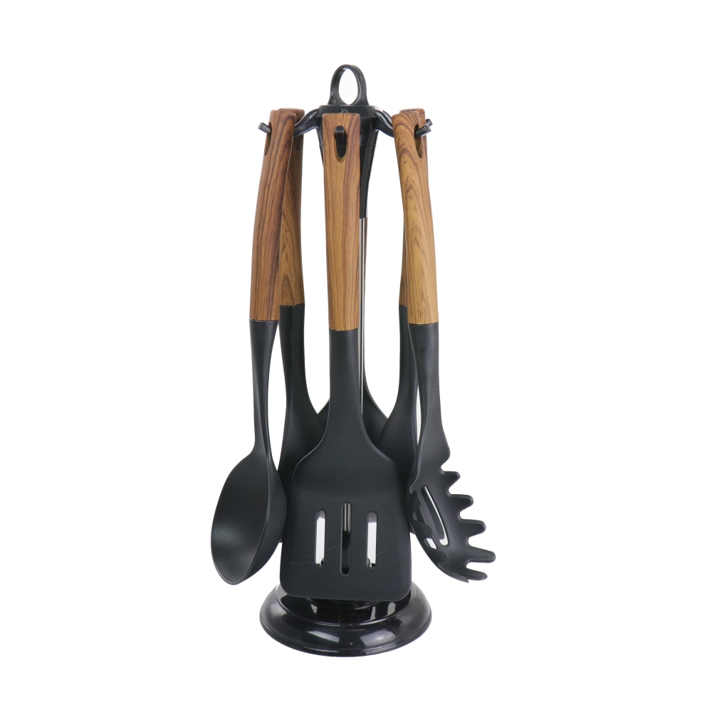 MegaChef Nylon Cooking Utensils, Black, Set Of 7