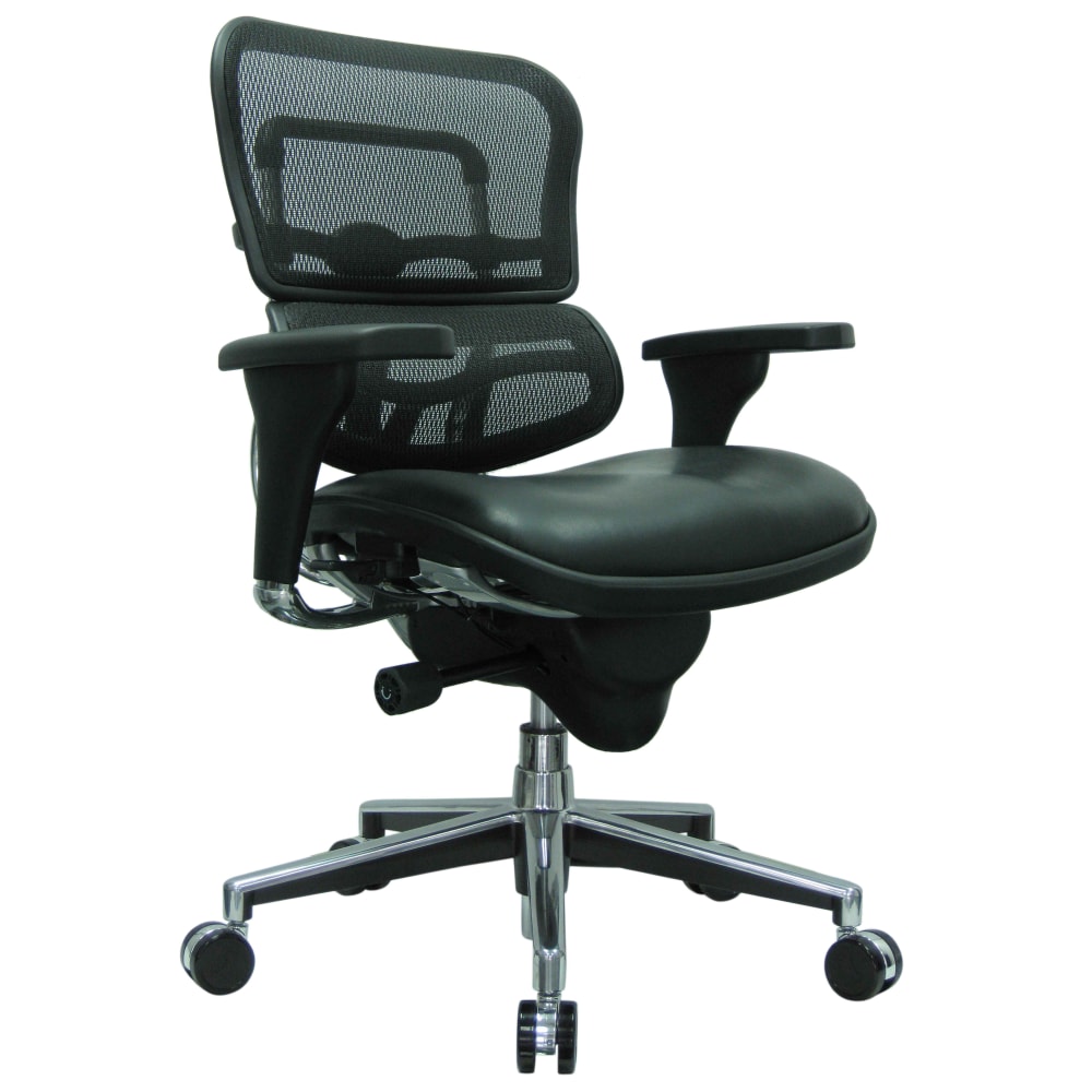 Eurotech Ergohuman Ergonomic Bonded Leather/Mesh Mid-Back Chair,