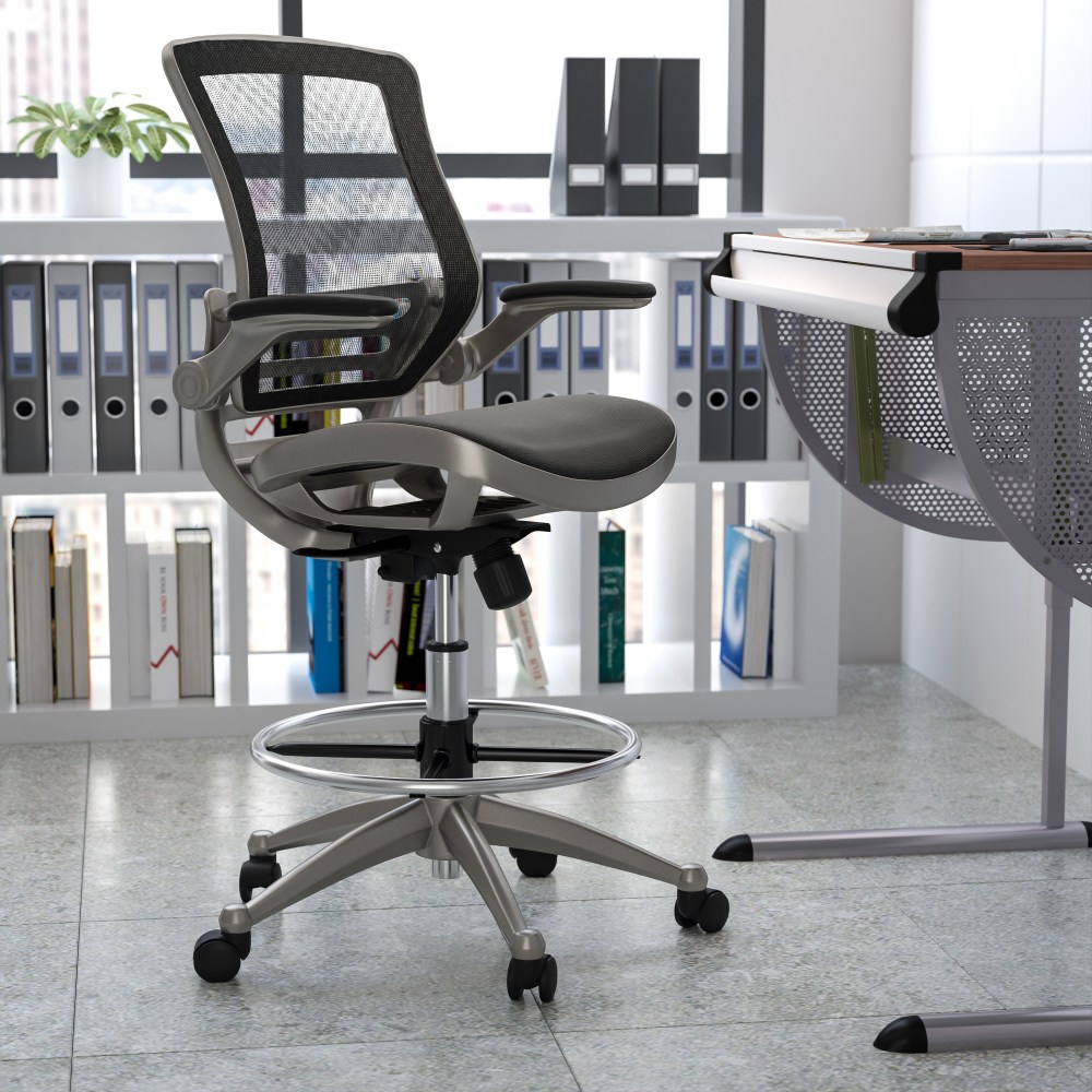 Flash Furniture Mid-Back Transparent Mesh Drafting Chair with