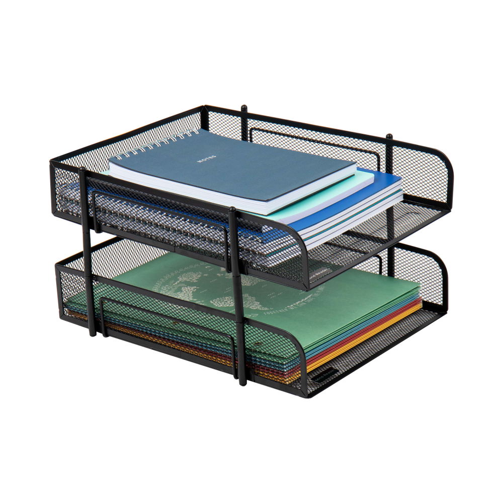 Mind Reader 2-Tier Metal Stackable Paper Tray, 7-1/2"H