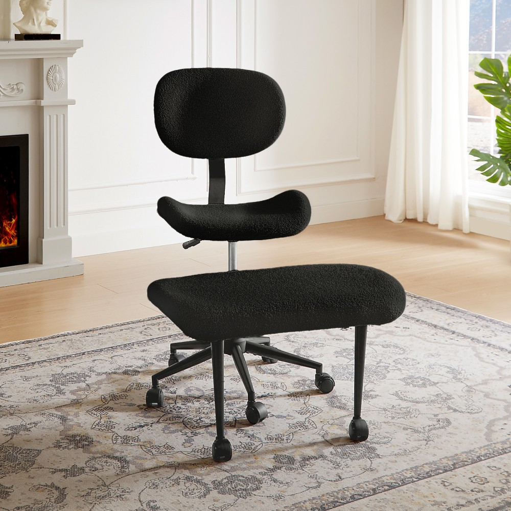 Pinmoco Ergonomic Fabric Mid-Back Cross-Legged Office Chair,