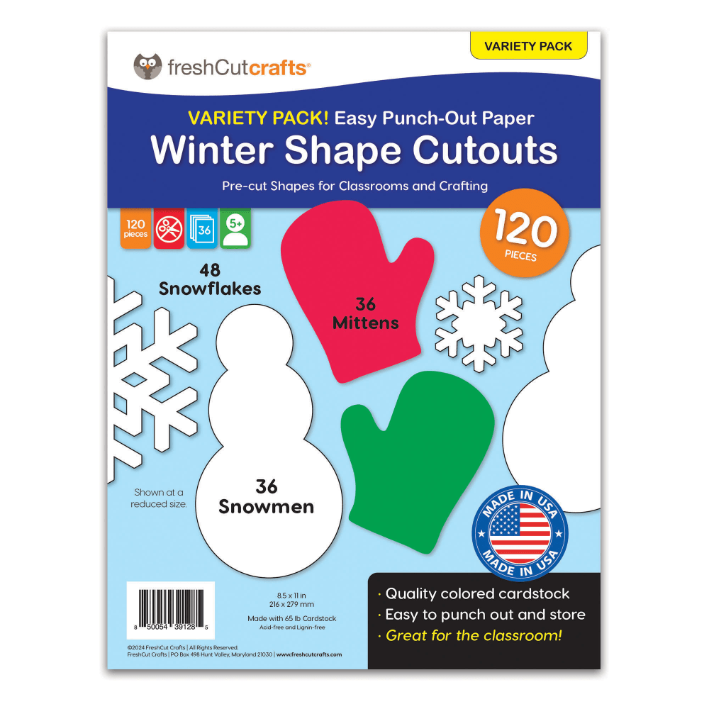 FreshCut Crafts Punch Out Paper Cutouts, Winter Shapes,