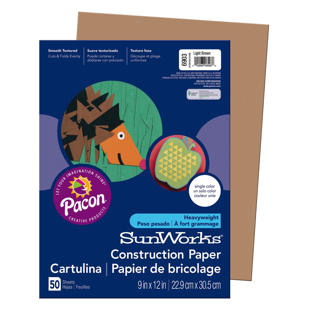 Prang® Construction Paper, 9" x 12", Light Brown,